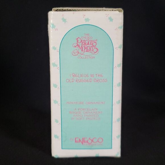 Vtg 1989 Precious Moments "I Believe In the Old Rugged Cross" Porcelain Ornament - Picture 9 of 13